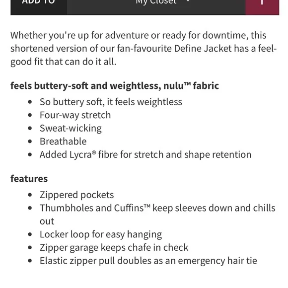 Lululemon Define Cropped Jacket *Nulu - Picture 6 of 7